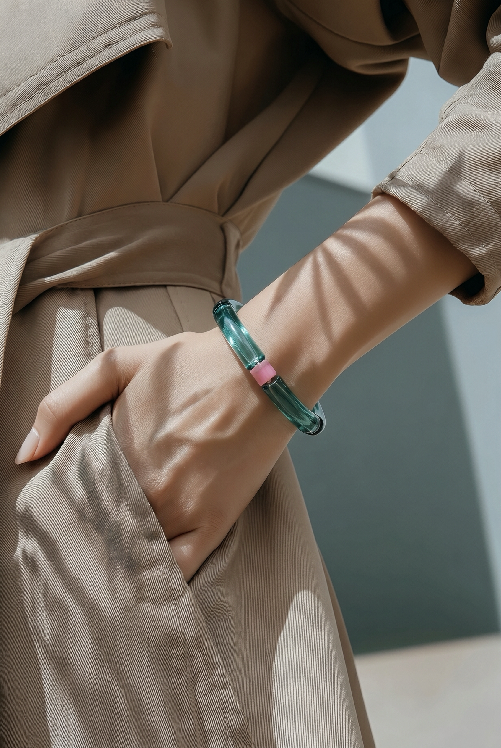 Acryl-Armband transparent (türkis dünn)