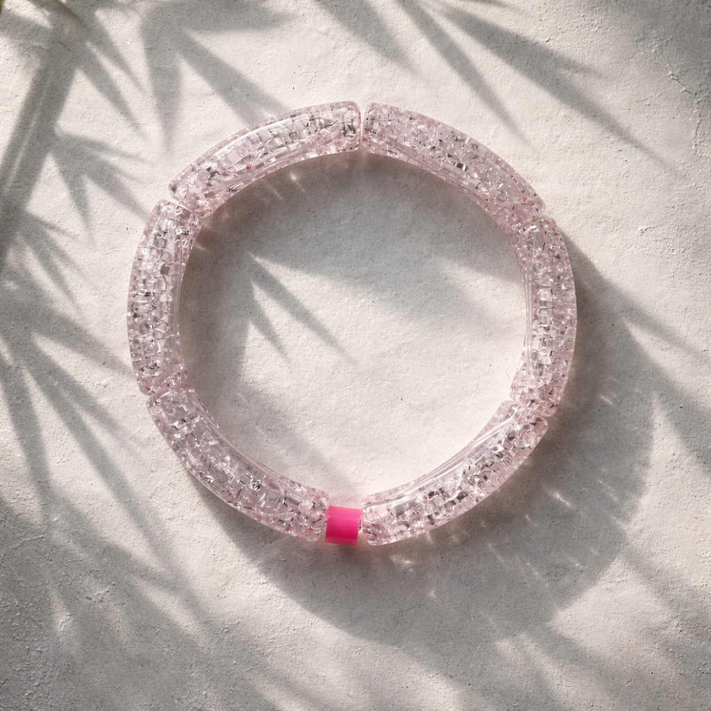 Acryl-Armband Transparent (rosa sparkle)