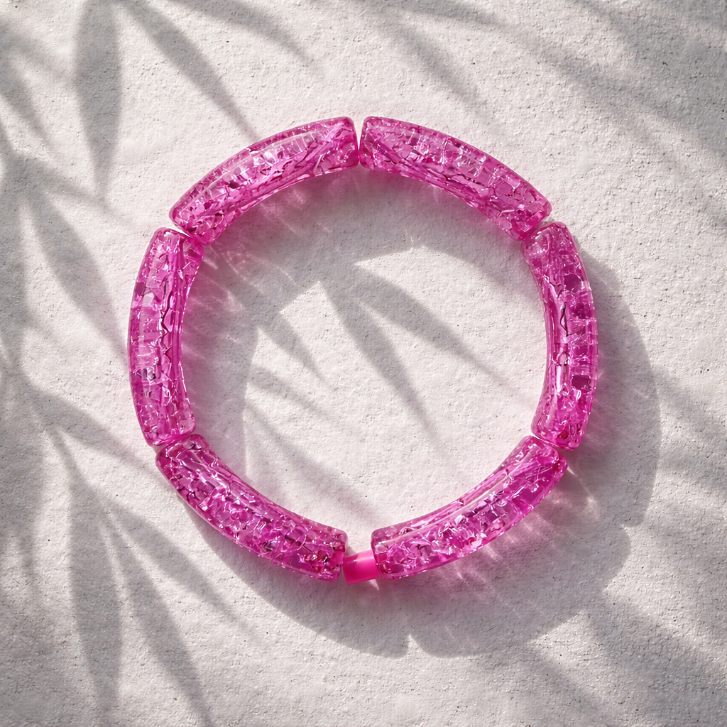 Acryl-Armband Transparent (pink sparkle)