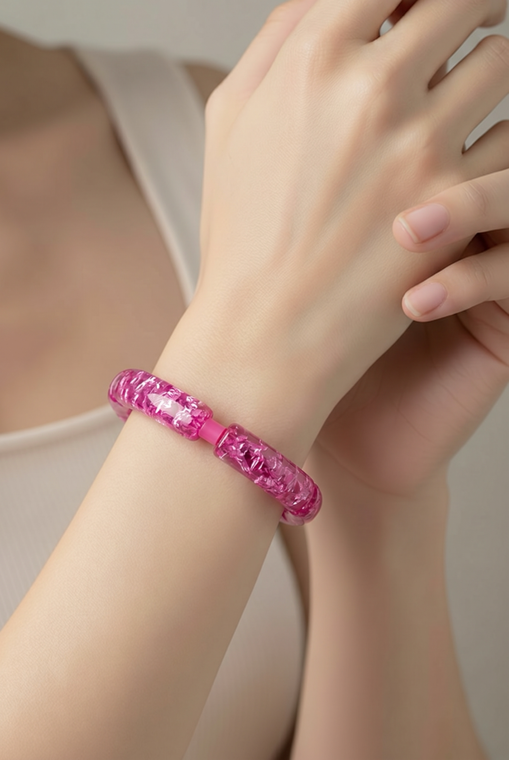 Acryl-Armband Transparent (pink sparkle)