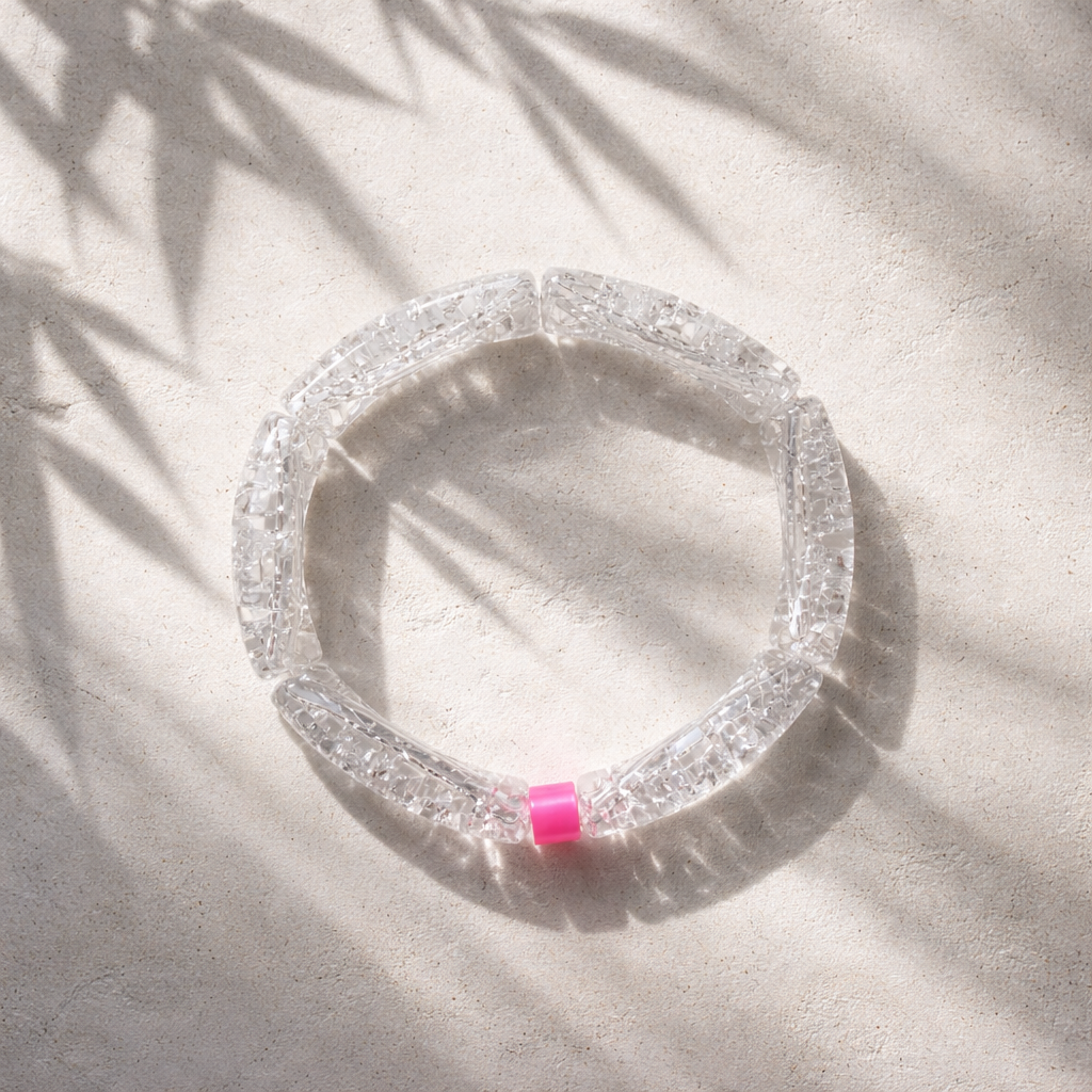 Acryl- Armband Transparent (weiß sparkle)