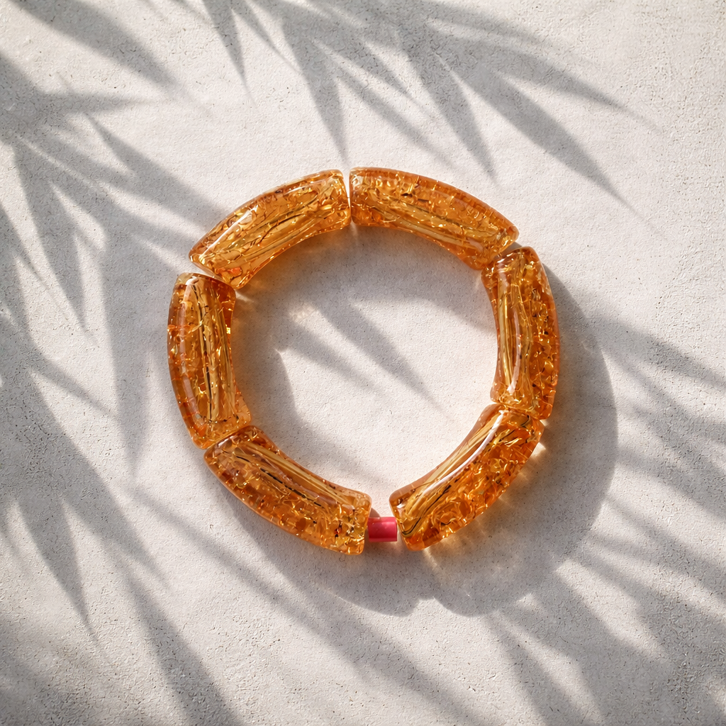 Acryl-Armband Transparent (orange sparkle)