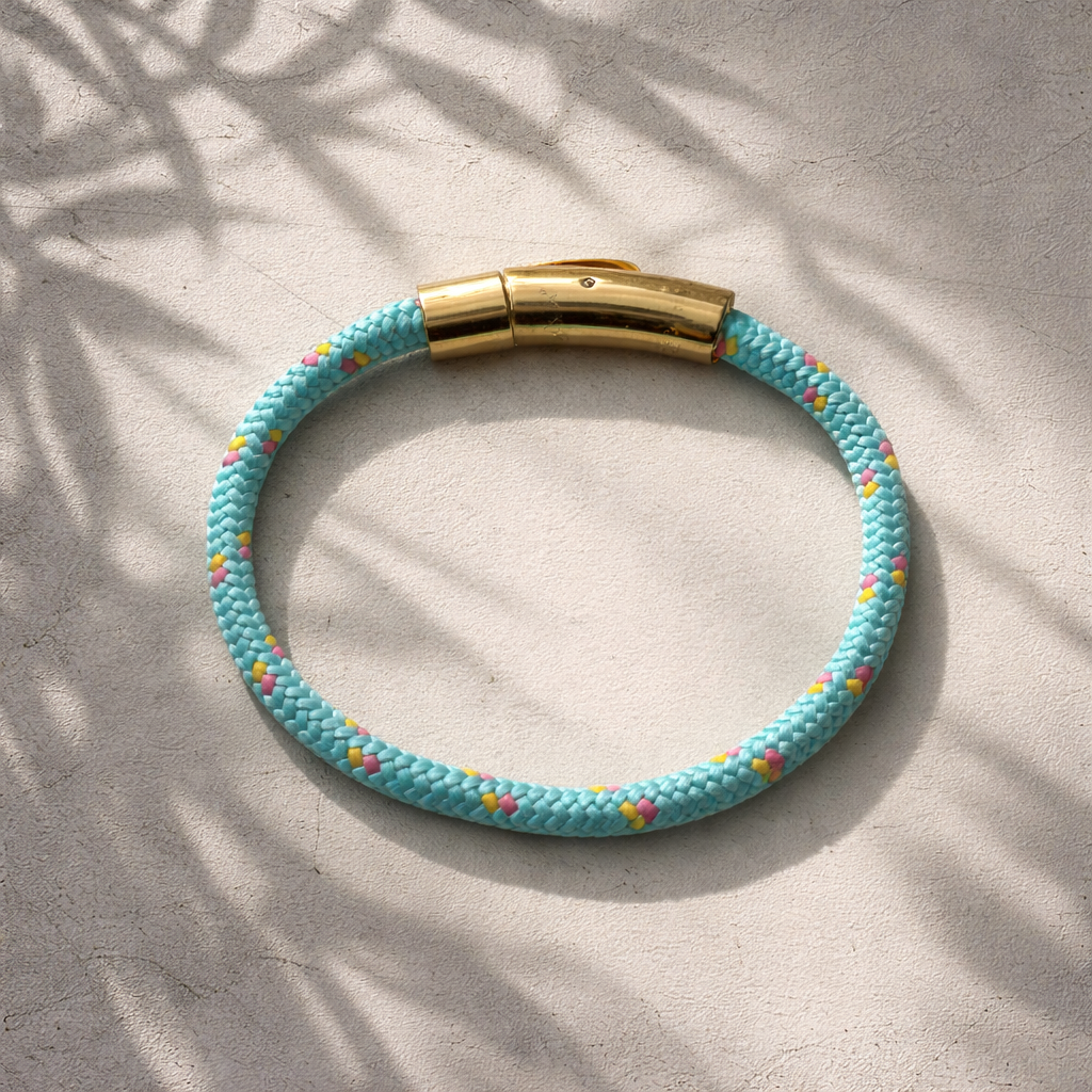 Geflochtenes Seilarmband (türkis + Goldverschluss)