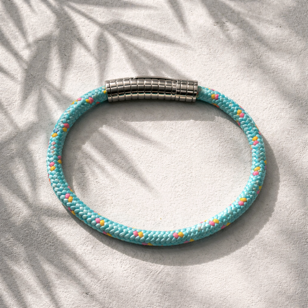 Geflochtenes Seilarmband (türkis + Silberverschluss)