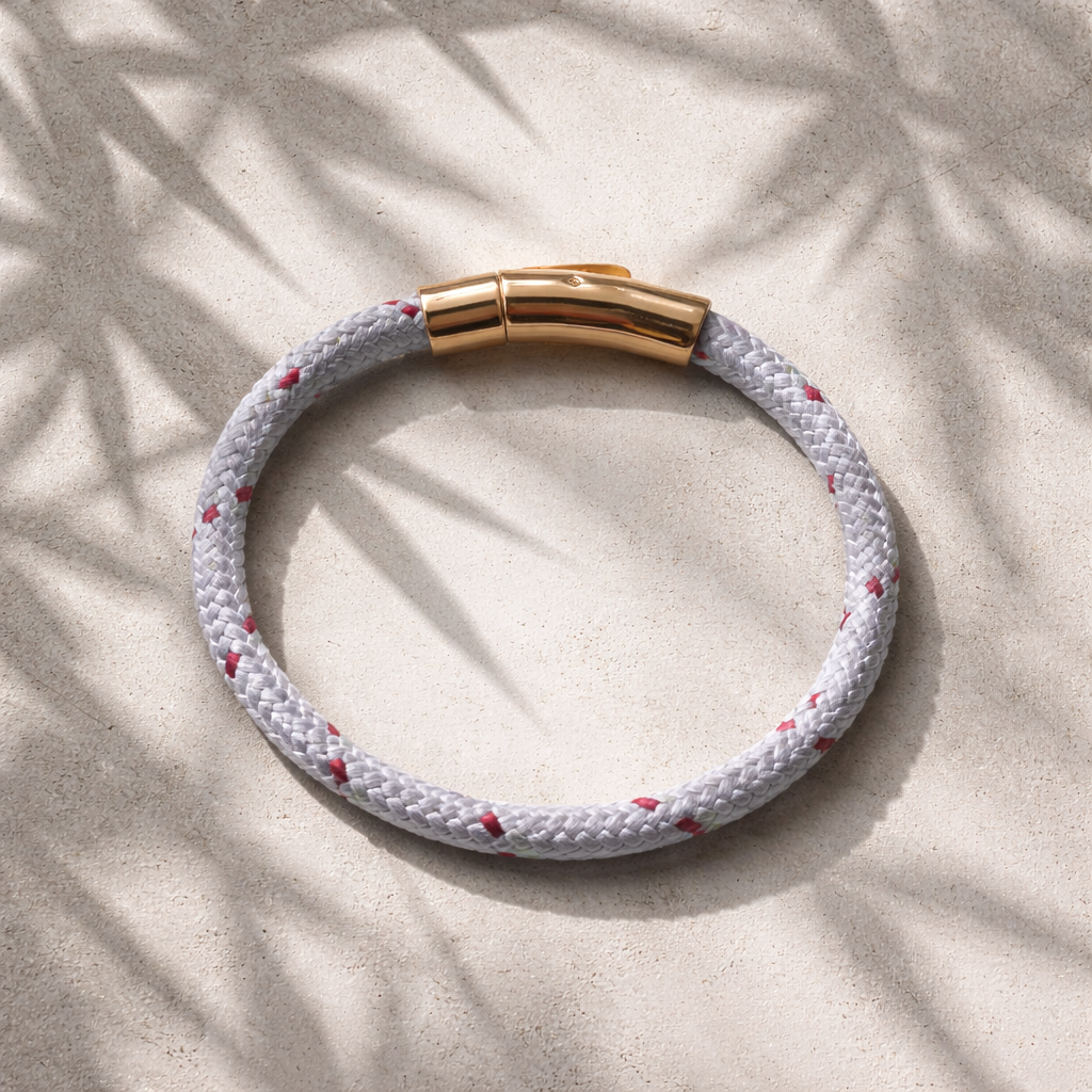Geflochtenes Segelarmband (lila + Roséverschluss)