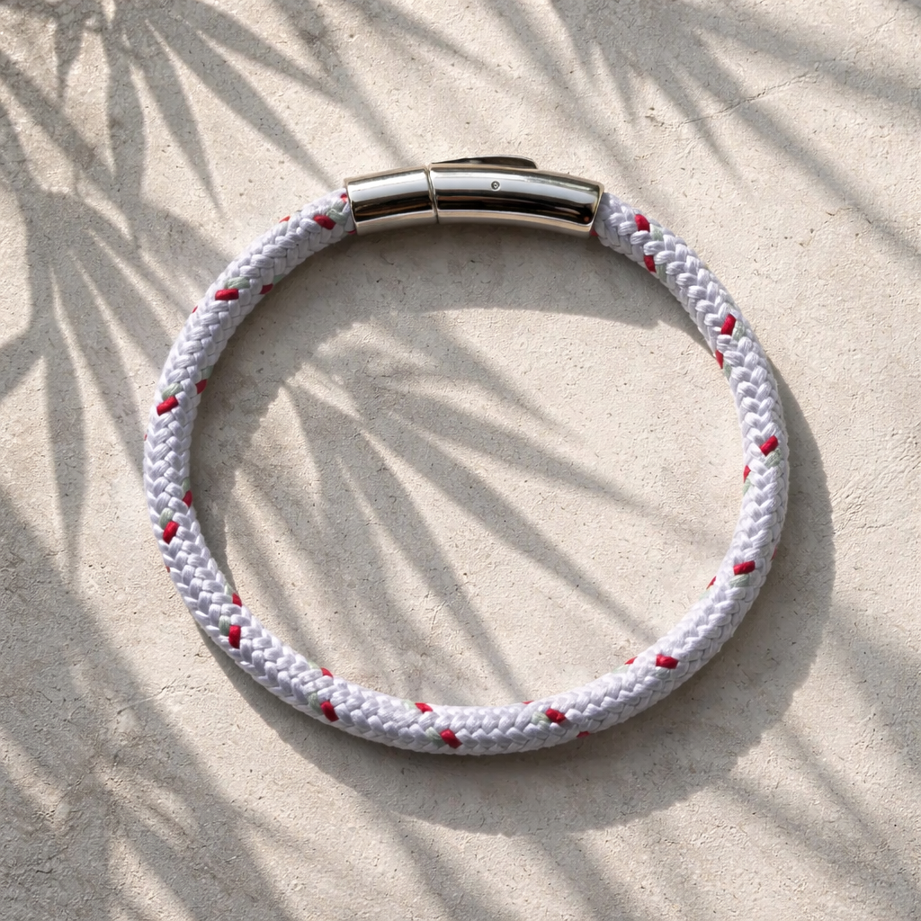 Geflochtenes Segelarmband (lila + Silberverschluss)