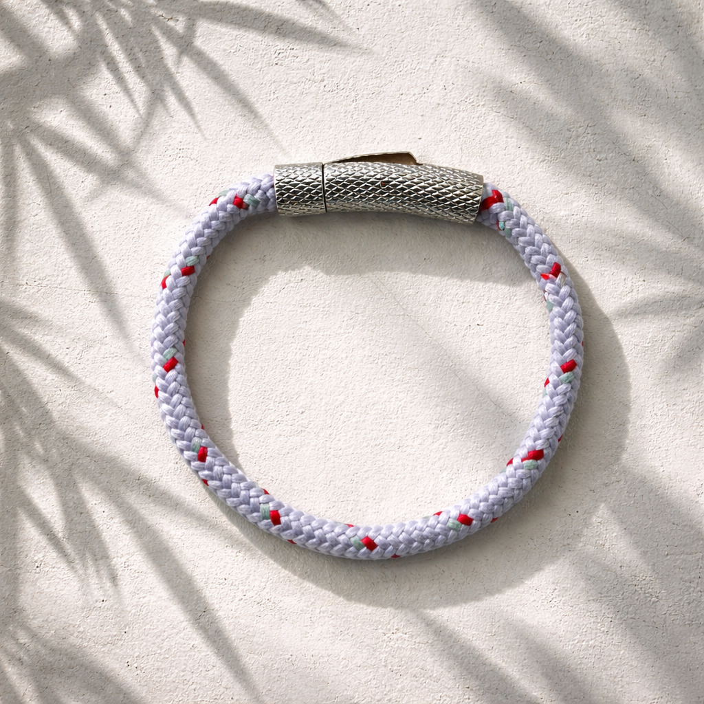 Geflochtenes Segelarmband (lila + Silberverschluss Geriffelt)