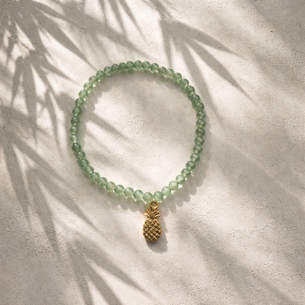 jade Perlen Armband mit Anhänger gold