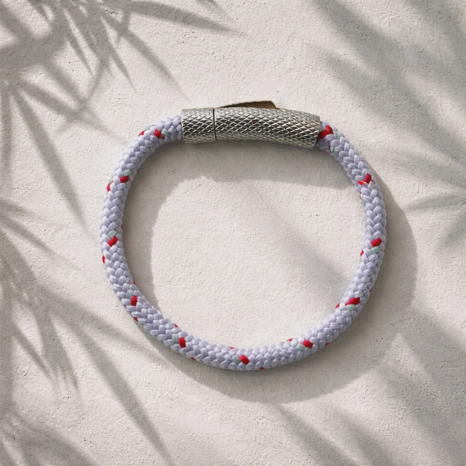 Geflochtenes Segelarmband (lila + Silberverschluss Geriffelt)